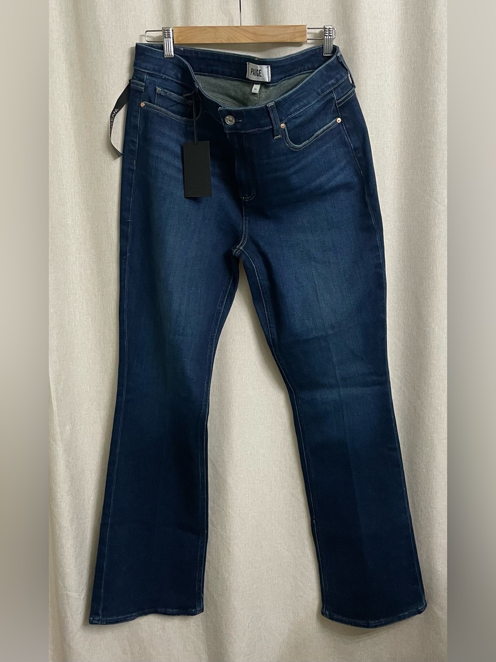 PAIGE High Rise Manhattan Slim Bootcut Jeans Size 34 32” NWT